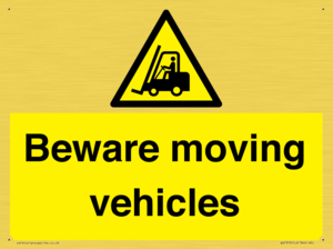 Beware moving vehicles with Warning forklift symbol